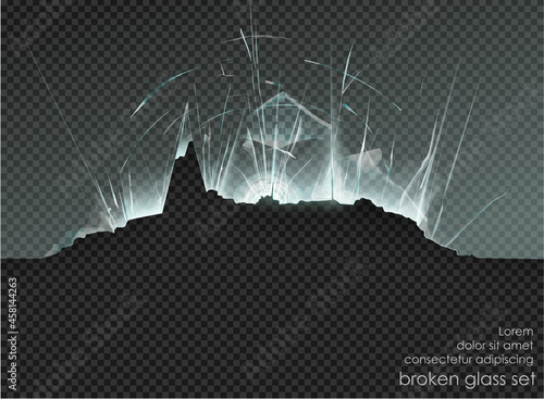 hole broken glass on transparent background