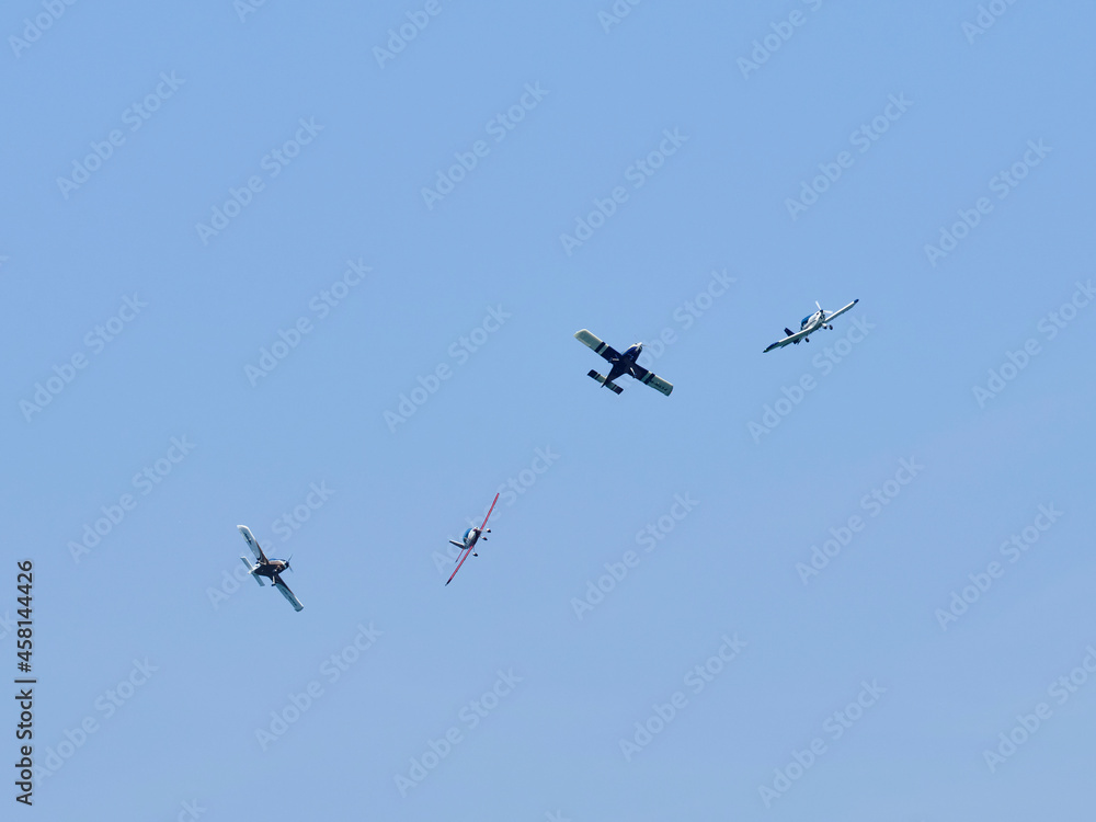 Light aerobatic aircraft in close flight Light aerobatic aircraft in close flight