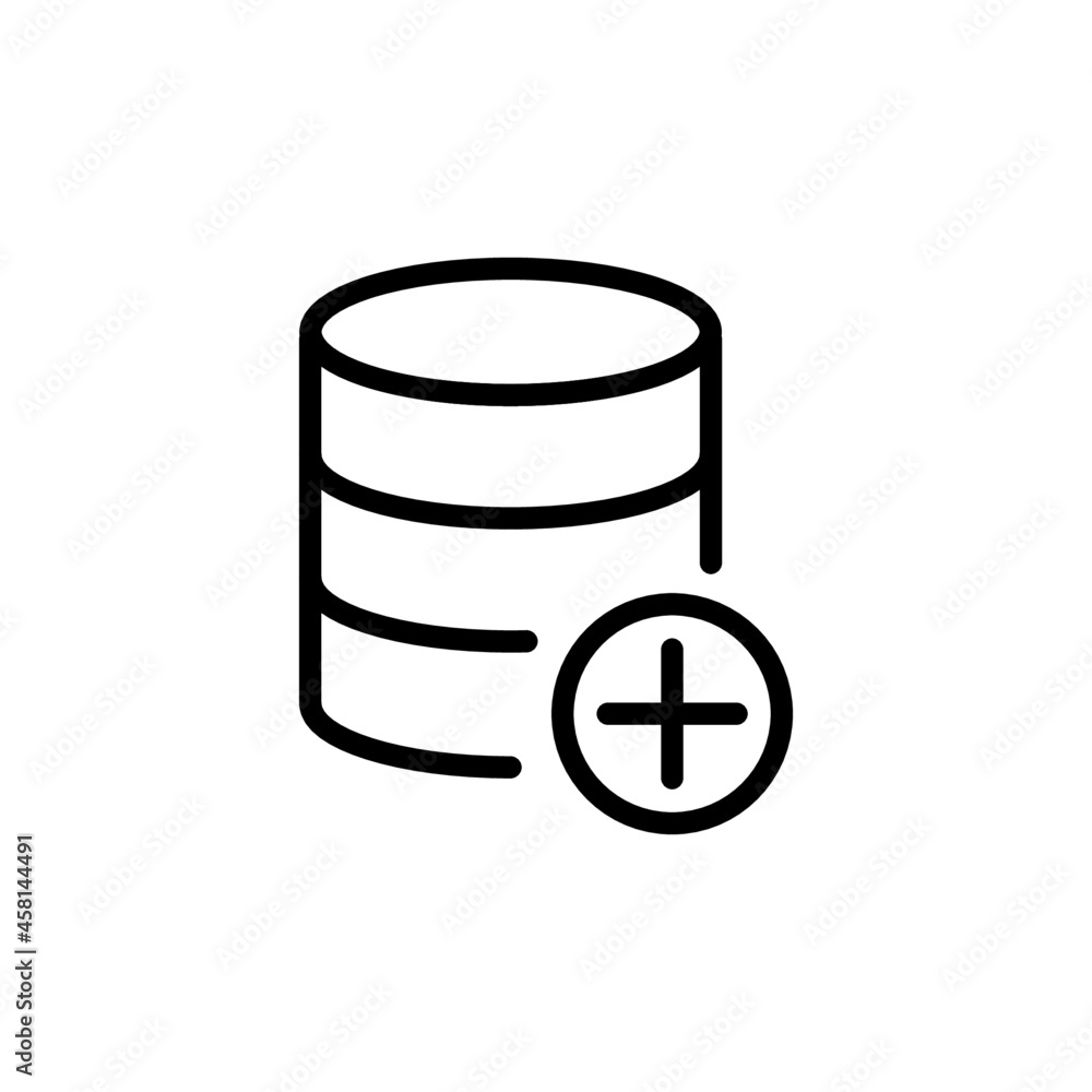 database add, new database icon vector design, stroke line icon database add, new database icon vector design, stroke line icon