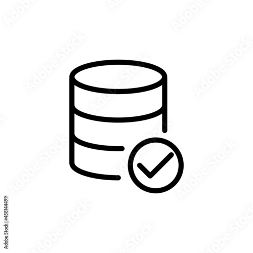 verified database icon vector design, stroke line icon