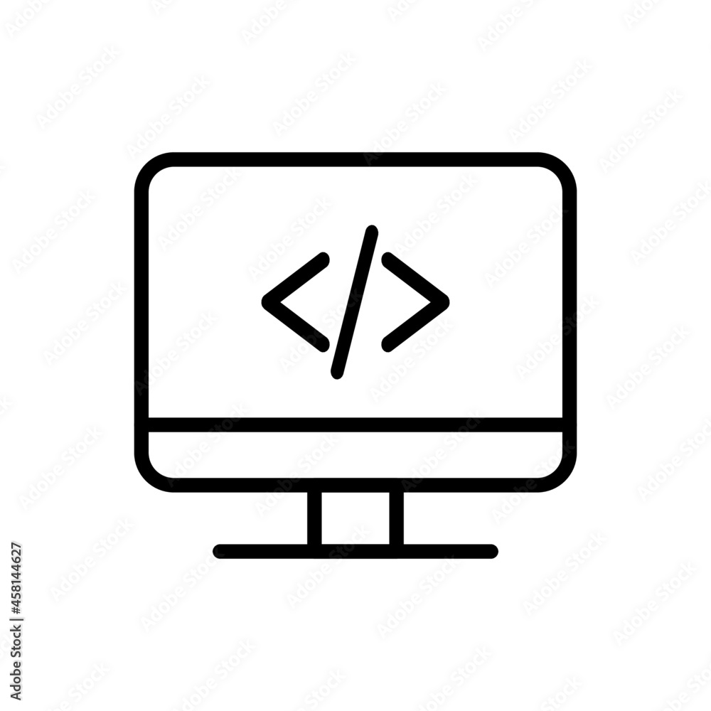desktop programming icon vector design, editable stroke line icon desktop programming icon vector design, editable stroke line icon