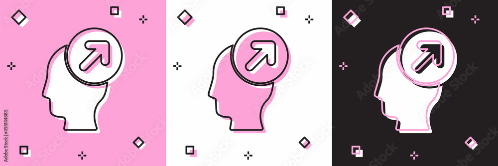 Set Head hunting concept icon isolated on pink and white, black background. Business target or Employment sign. Human resource and recruitment for business. Vector Set Head hunting concept icon isolated on pink and white, black background. Business target or Employment sign. Human resource and recruitment for business. Vector