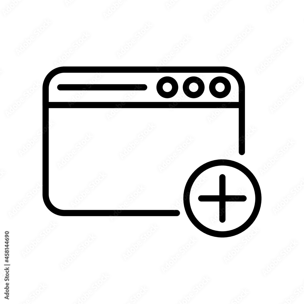 app window add icon vector design, editable stroke line icon app window add icon vector design, editable stroke line icon
