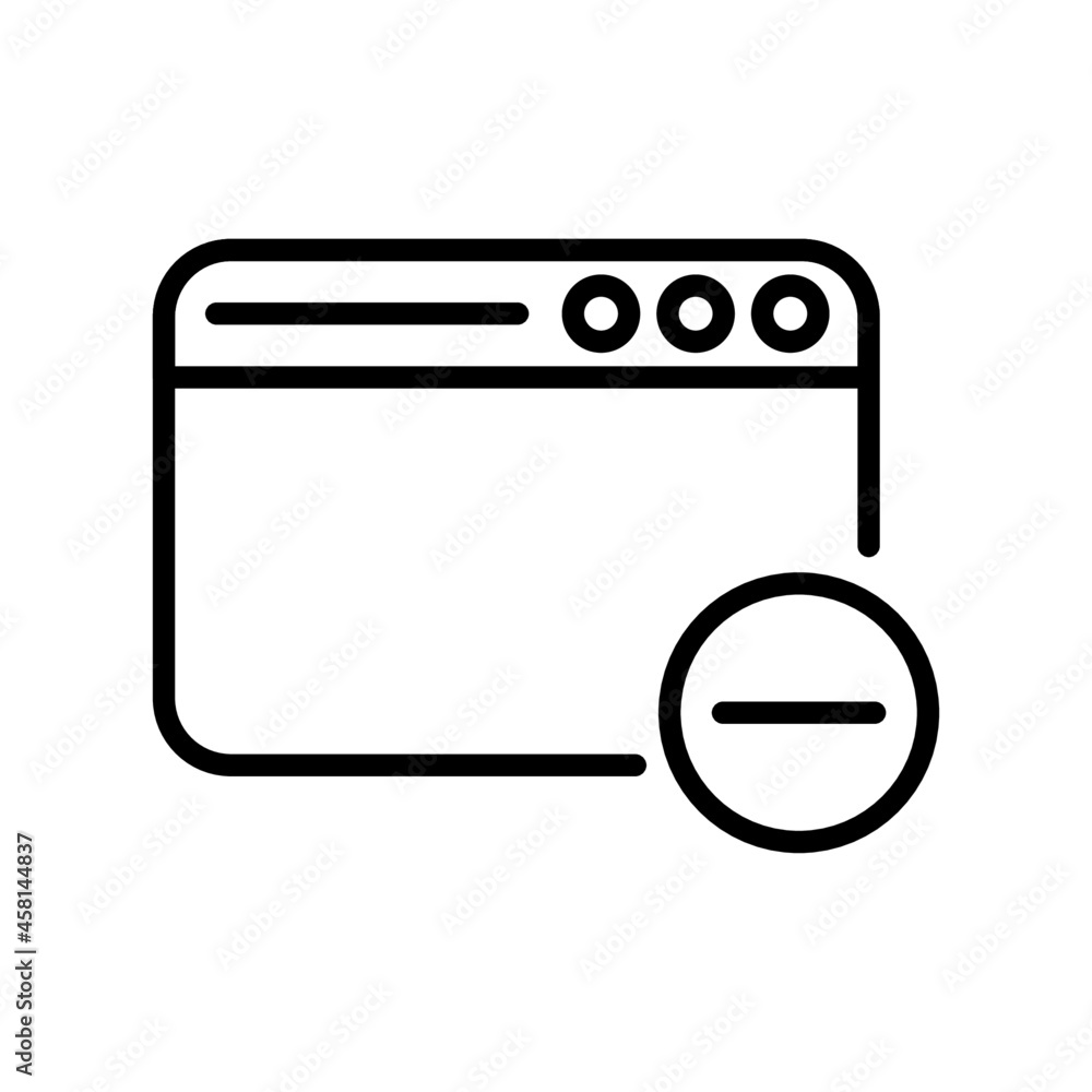 app window remove icon vector design, editable stroke line icon app window remove icon vector design, editable stroke line icon