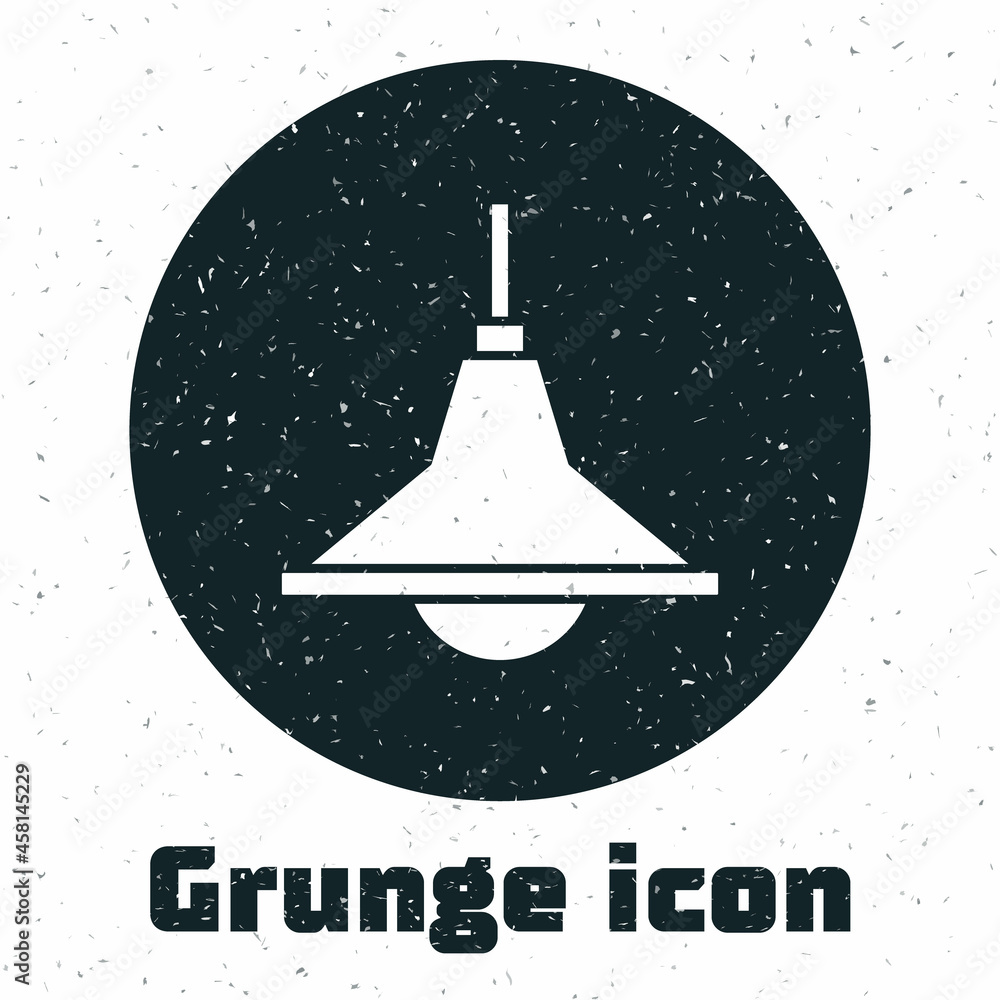 Grunge Chandelier icon isolated on white background. Monochrome vintage drawing. Vector