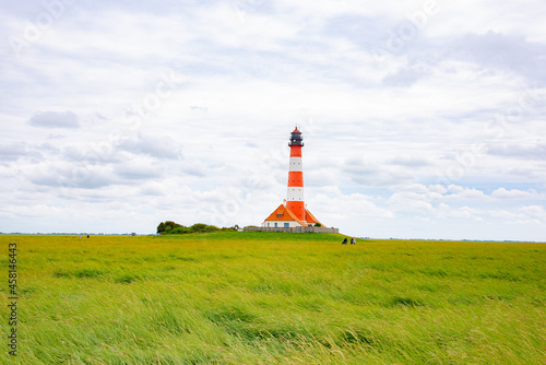 The Westerhevers Lighthouse which was built in 1908 is located in Westerhever, Germany