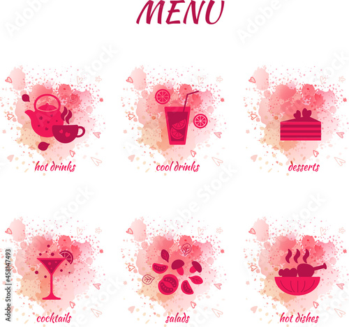 Valentines icons menu in vector format, in red