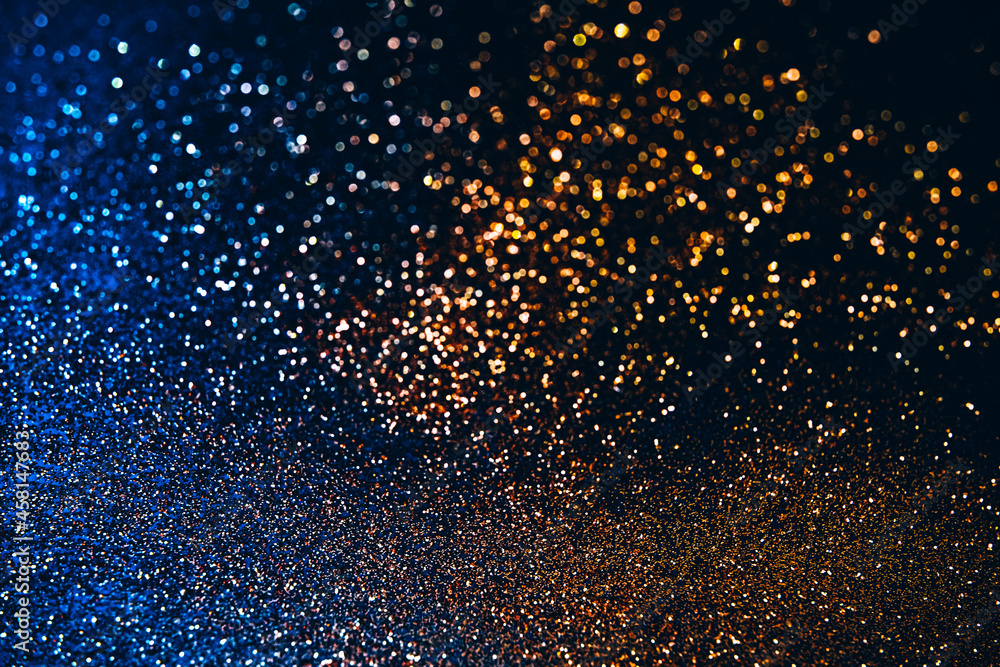Sparkling glitter golden and blue Christmas background