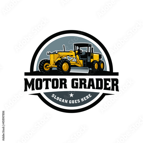 Motor grader. Heavy equipment vehicle isolated color vector