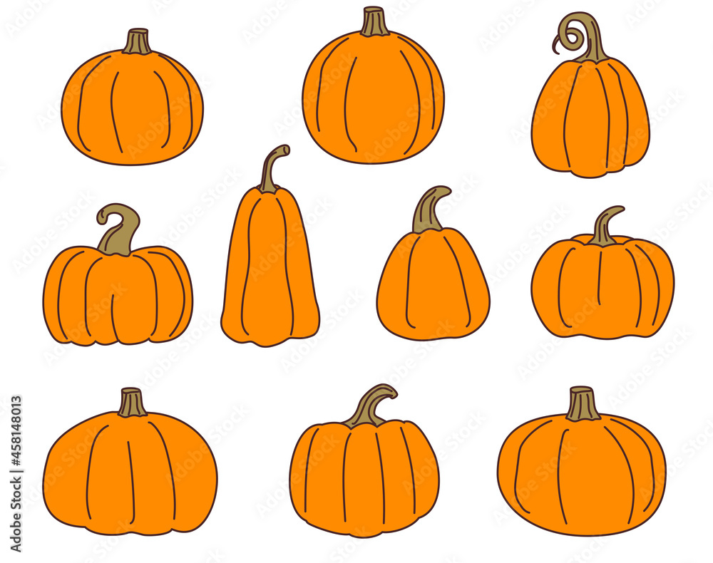 Pumpkins set collection for Halloween party. Line art clipart Pumpkins set collection for Halloween party. Line art clipart