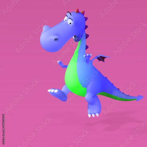 3D-illustration of a cute and funny cartoon dragon scared. isolated rendering object