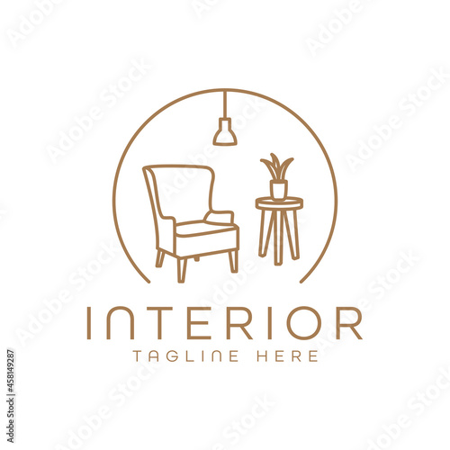 chair furniture interior logo isolated monoline style design