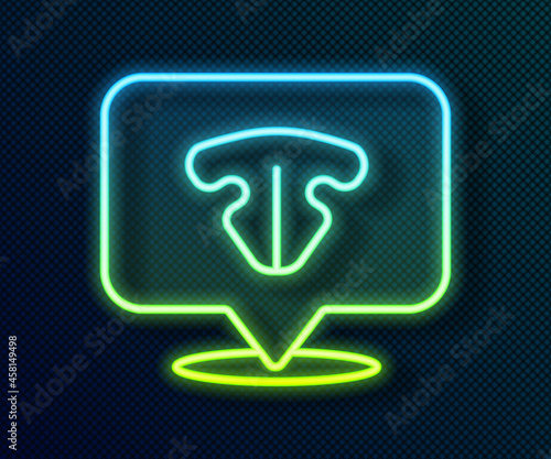 Glowing neon line Cat nose icon isolated on black background. Vector