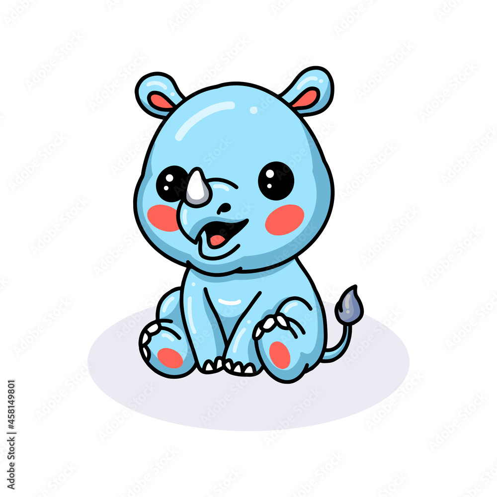 Cute baby rhino cartoon sitting Cute baby rhino cartoon sitting