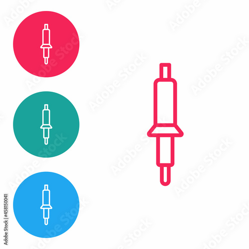Red line Soldering iron icon isolated on white background. Set icons in circle buttons. Vector