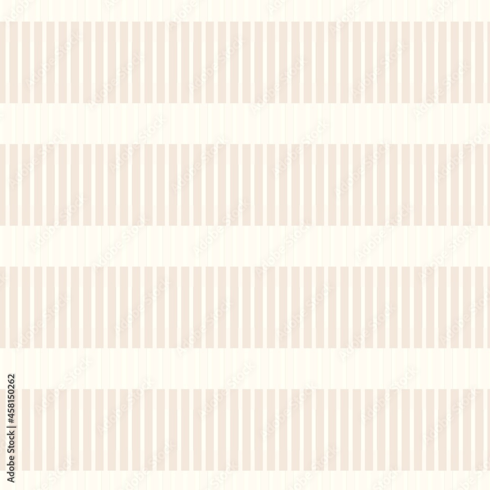 Fototapeta premium Minimal ecru jute plain horizontal stripe texture pattern. Two tone washed out beach decor background. Modern rustic brown sand color design. Seamless striped distress shabby chic pattern. 
