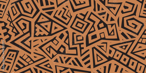 Unique Geometric Vector Seamless Pattern made in ethnic style. Aztec textile print. African traditional design. Creative boho pattern. Perfect for site backgrounds, wrapping paper and fabric design.
