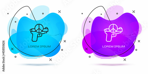 Line No war icon isolated on white background. The peace symbol. Abstract banner with liquid shapes. Vector