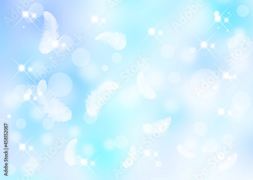 羽根_淡いブルー背景