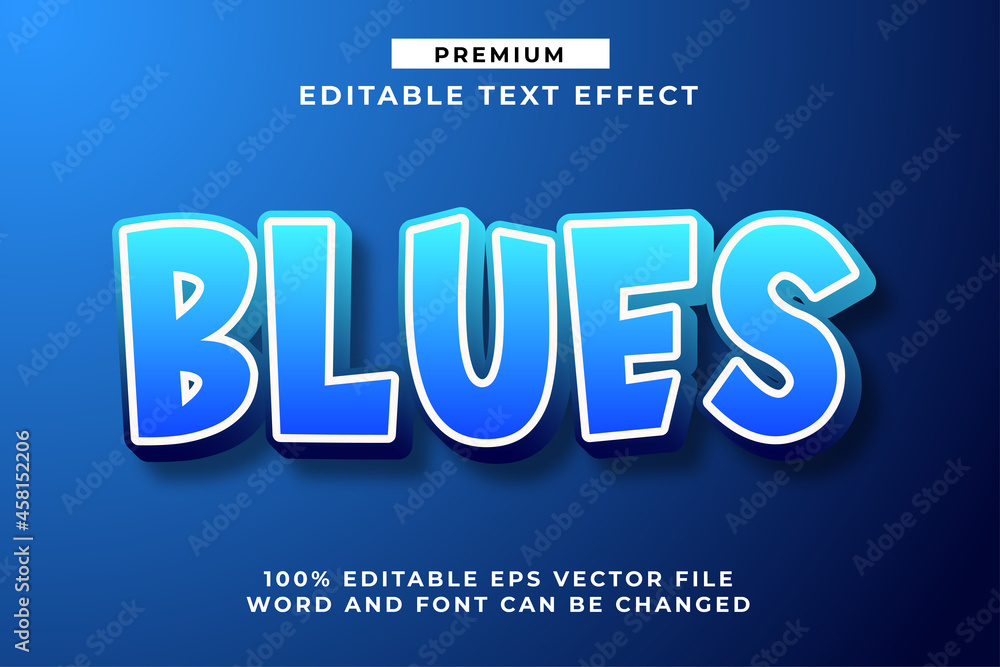 Blues, 3d Editable Text Effect Font Style