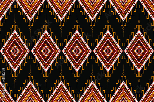 Geometric ethnic oriental seamless pattern traditional Design for background,carpet,wallpaper.clothing,wrapping,Batik fabric,Vector illustration.embroidery style - Sadu, sadou, sadow or sado