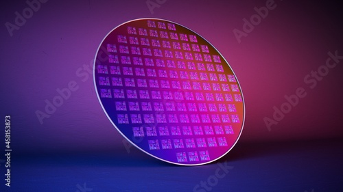 Bild auf Leinwand Silicon wafer with litho printed chips.