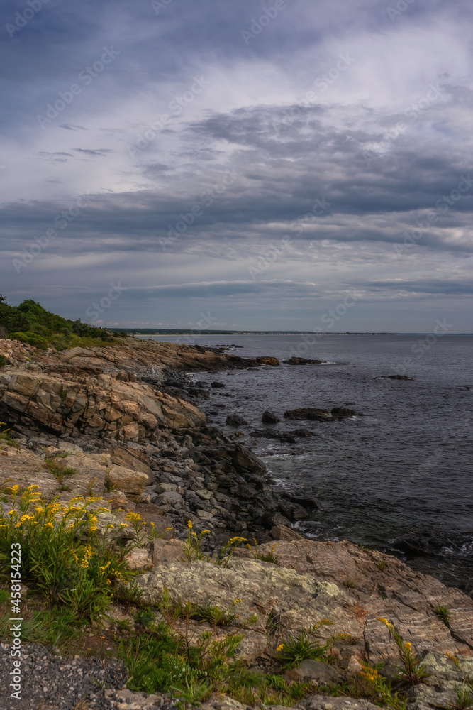The Marginal Way with the coast in Maine.