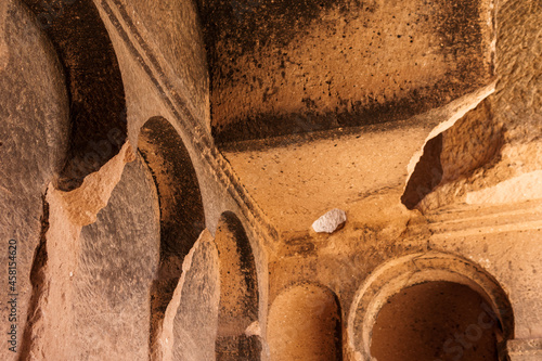 Old church  A church belonging to ancient civilizations in Cappadocia  It is a historical artifact that has managed to carry the traces of the past to the present  deformed church columns