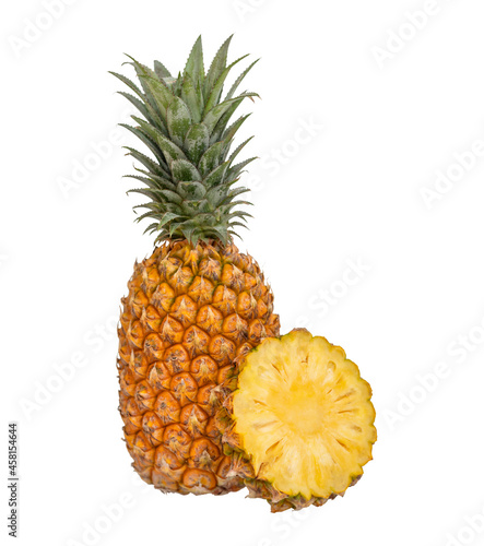 Juicy sweet pineapple and piece isolated