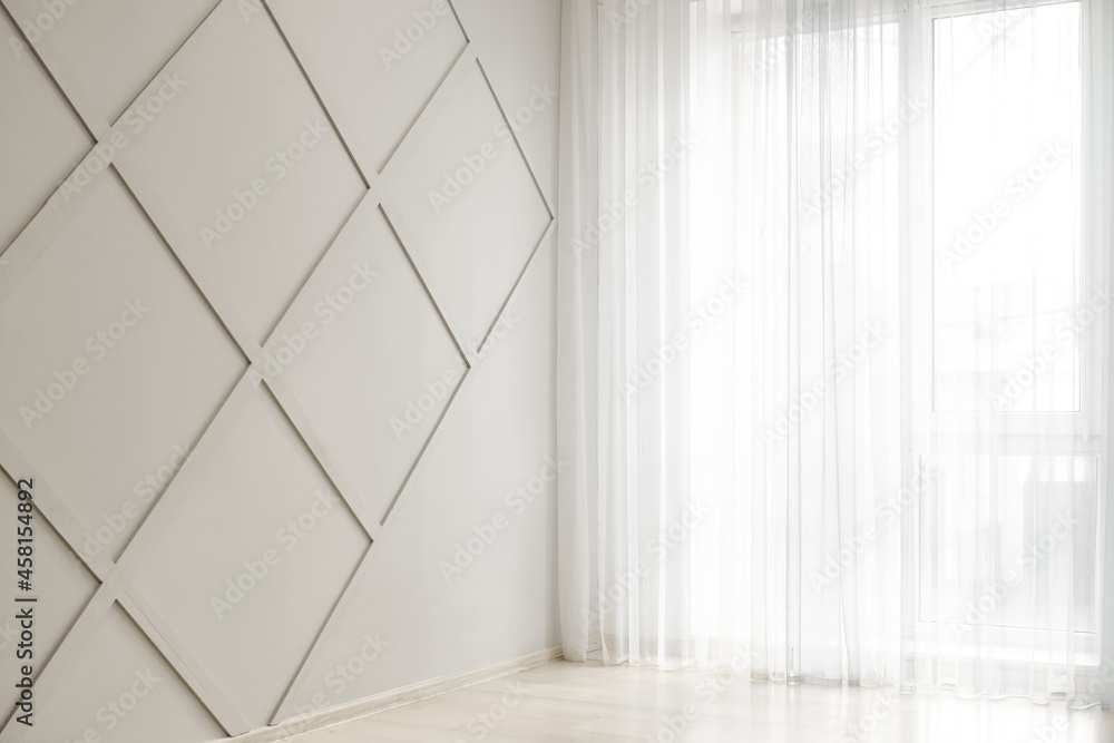 White curtains in empty light room White curtains in empty light room