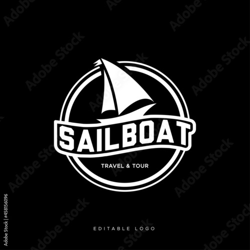 Silhouette of Dhow logo design, Traditional Sailboat ,vintage logo