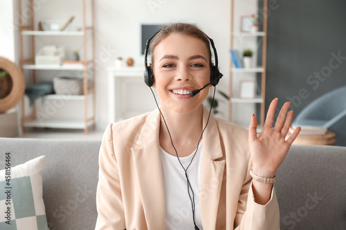 Young woman with headphones...