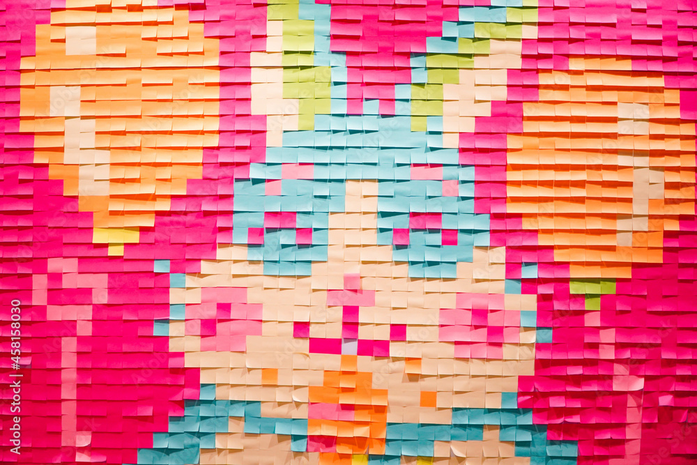 Post-it sticks on the wall can be made into the shape of an animal.concept art Post-it sticks on the wall can be made into the shape of an animal.concept art