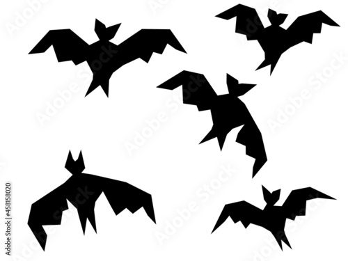 Set of Bats Halloween Illustration HD Vector Silhouette Clipart Transparent Background
