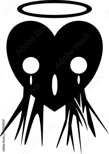 Halloween Chibi Kawaii Ghost Heart HD Vector Art Illustration 