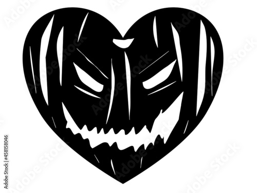 Evil Creepy Jack-o'-Lantern Heart Pumpkin Halloween HD Vector