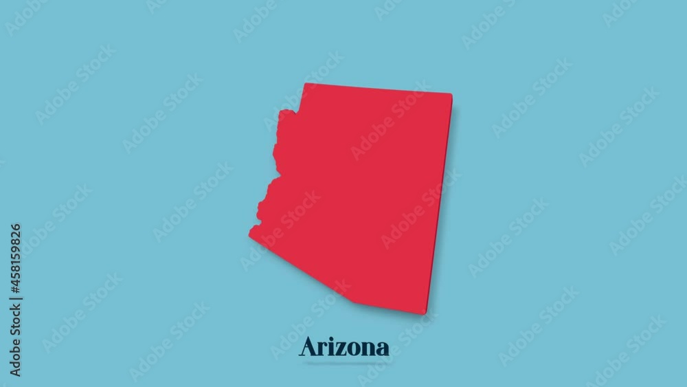 3d animated map showing the state of Arizona from the United State of