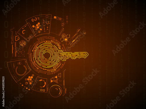 2d illustration digital abstract technology digital future cyber security key