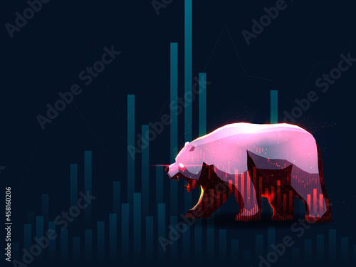 2d rendering Stock market online business concept. business Graph with bear