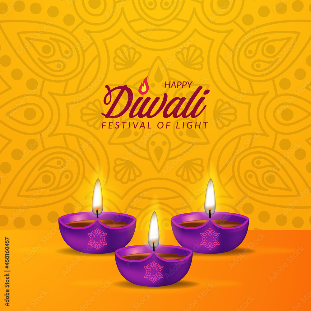 3d realistic illuminated purple oil lamp for happy diwali festival of light from India with bokeh light with yellow background 3d realistic illuminated purple oil lamp for happy diwali festival of light from India with bokeh light with yellow background