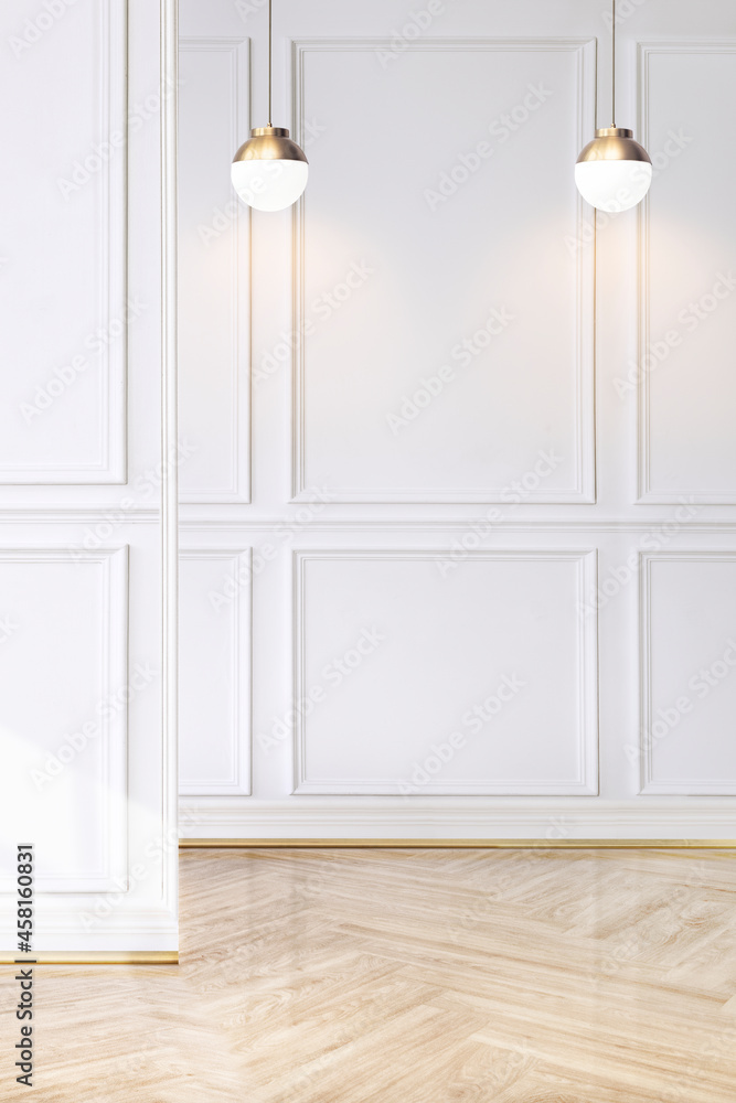 Fototapeta premium Empty luxury room with natural light on white wall