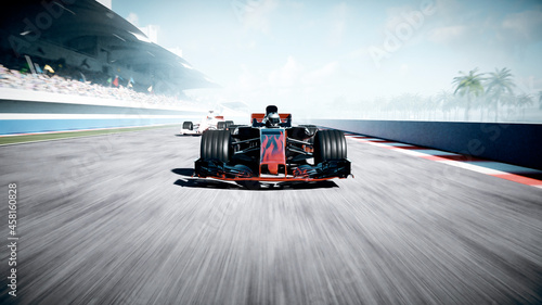 Race car. Very fast driving. Succes concept. 3d rendering. © 3D motion