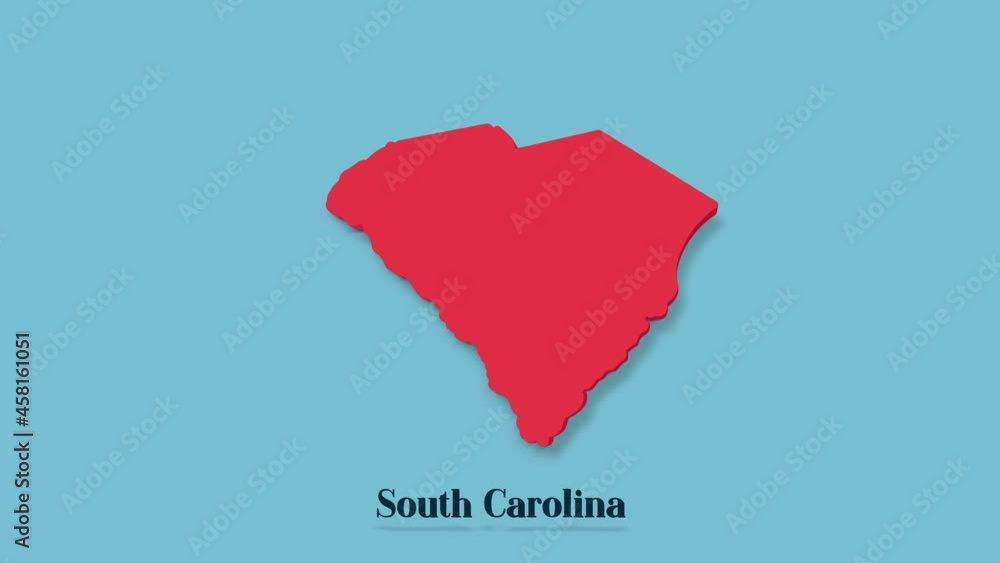 3d animated map showing the state of South Carolina from the United ...