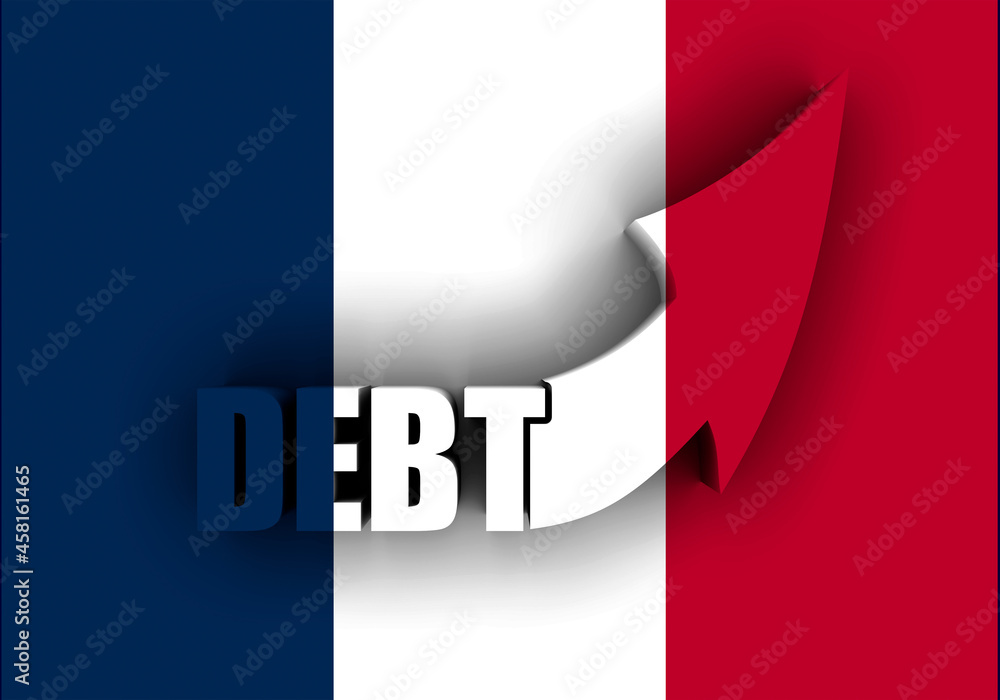 Abstract background on business concept on debt. Flag of France