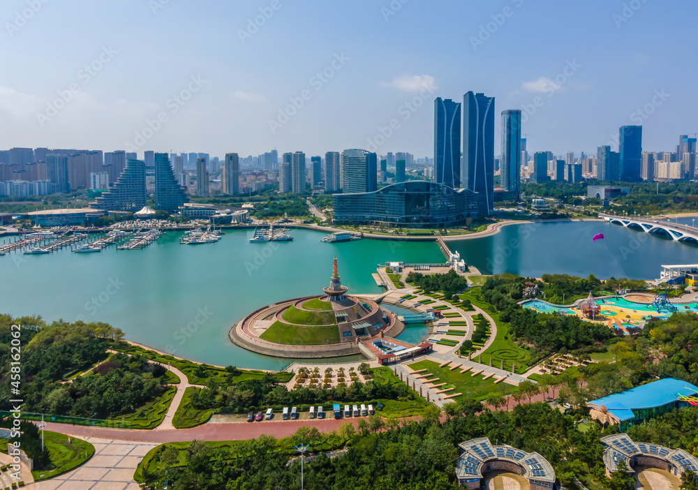 Fototapeta premium Aerial photography China Rizhao city architecture landscape coastline