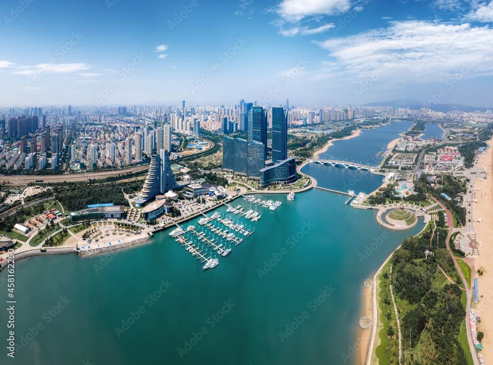 Aerial photography China Rizhao city architecture landscape coastline