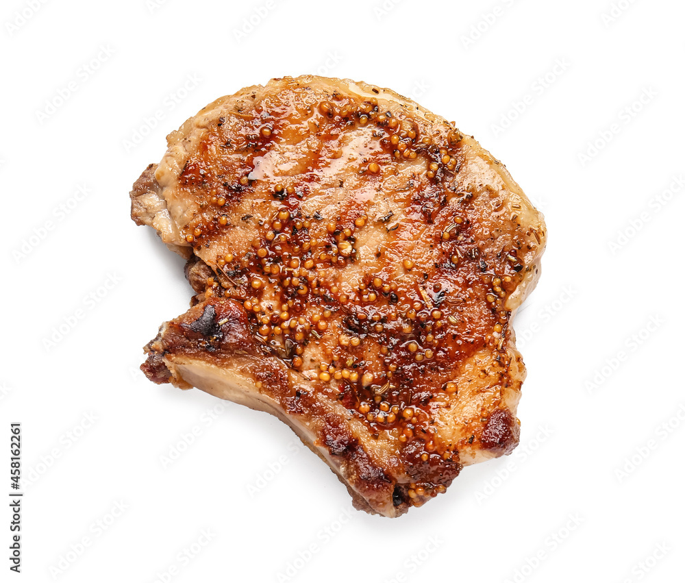 Tasty pork steak on white background Tasty pork steak on white background