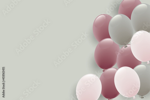 くすみカラーの風船イラスト背景