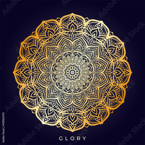 golden textured mandala art pattern for glory vector design element