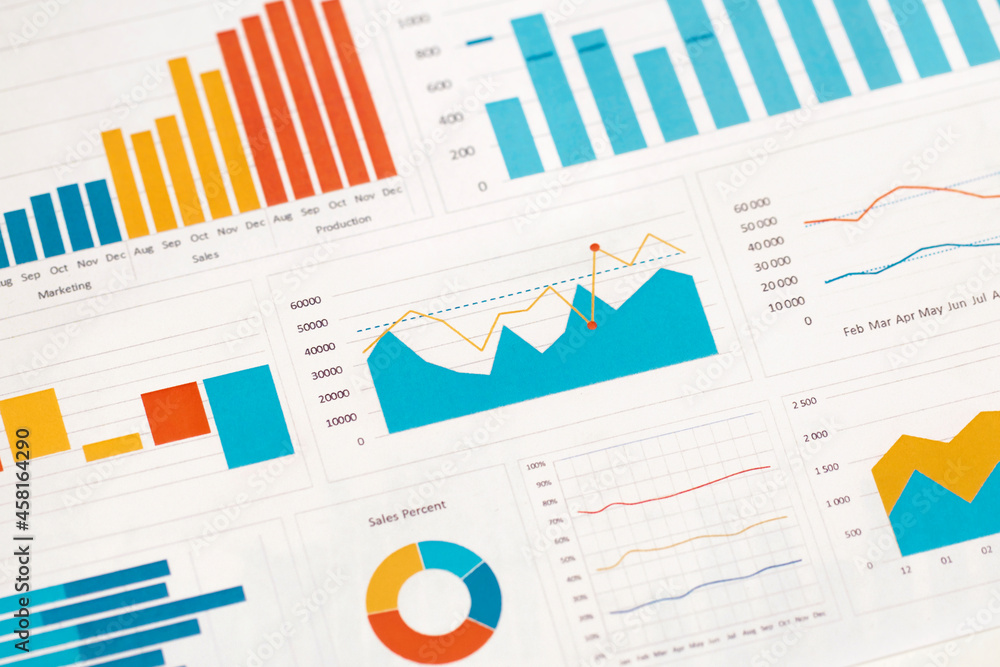 Business graphs and charts on table. Financial development, Banking Account, Statistics Business graphs and charts on table. Financial development, Banking Account, Statistics